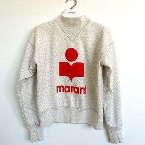 Isabel Marant Ercu & Orange Moby Mock Neck Sweatshirt, Size 34 / XS